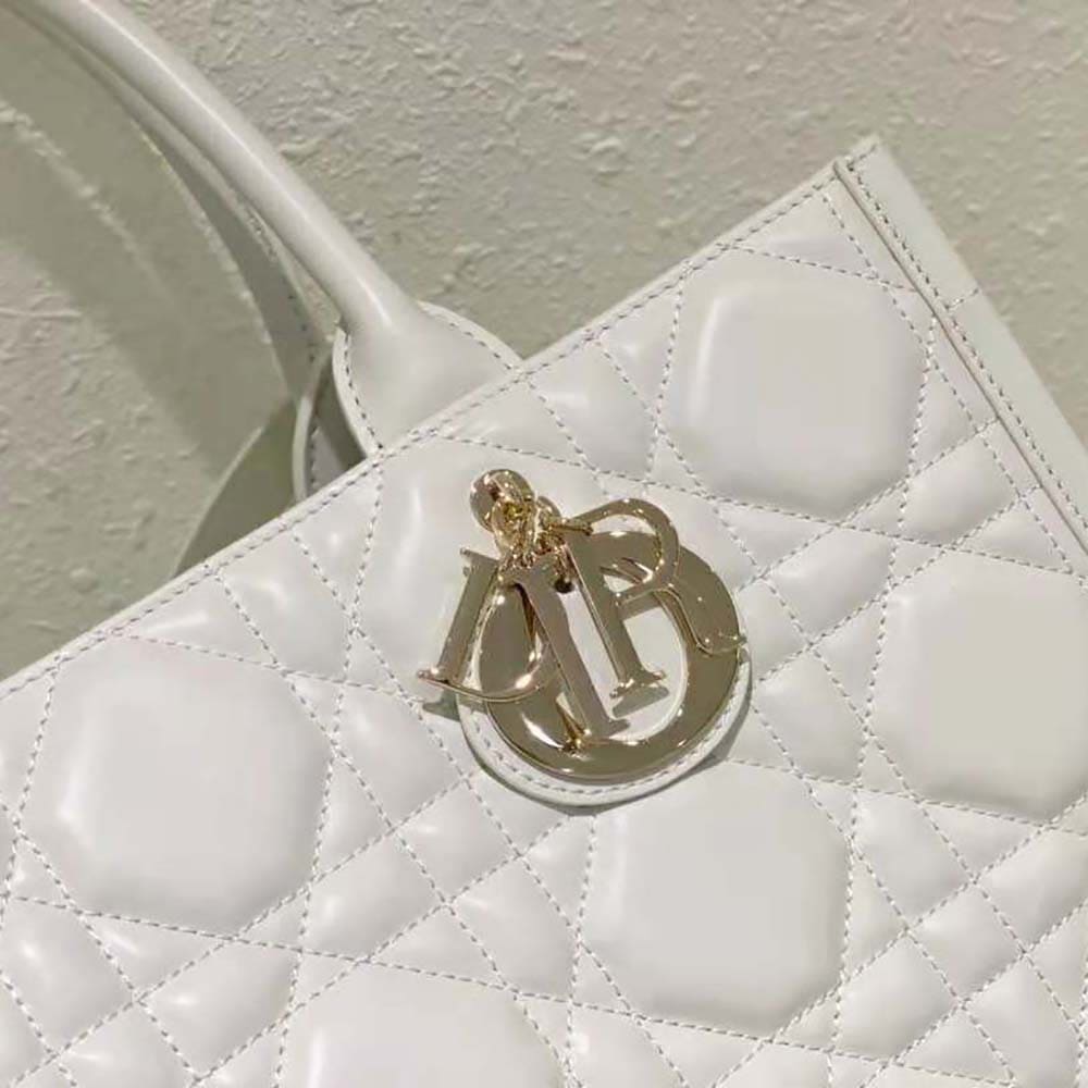 Túi Dior Women Medium Dior Book Tote Latte Macrocannage Calfskin