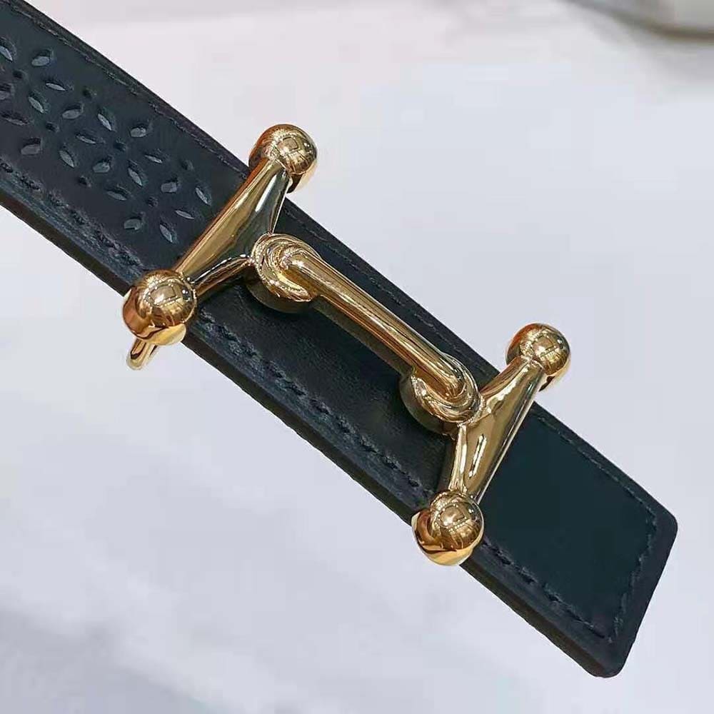 DÂY LƯNG Hermes Women Mors H Belt Buckle & Reversible Leather Strap 24 mm-Black