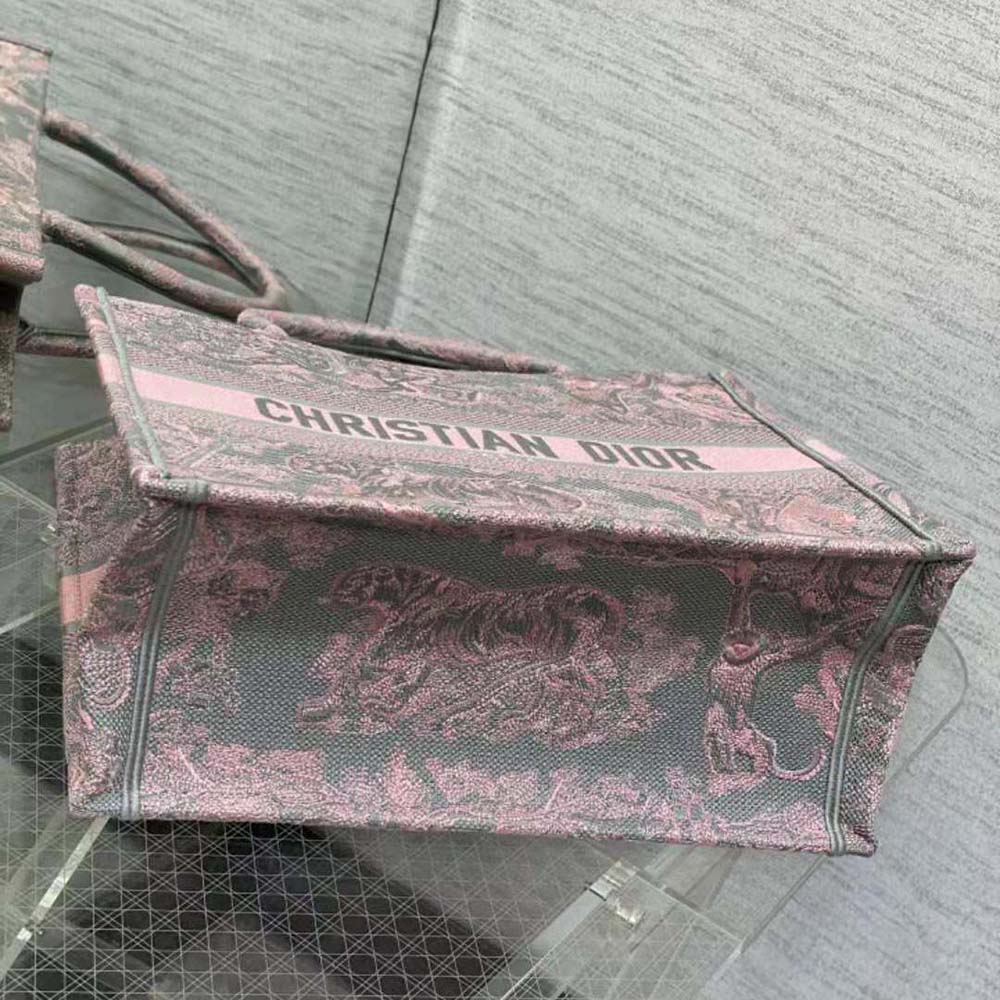 TÚI Dior Women Medium Dior Book Tote Pink Multicolor Toile de Jouy Voyage Embroidery