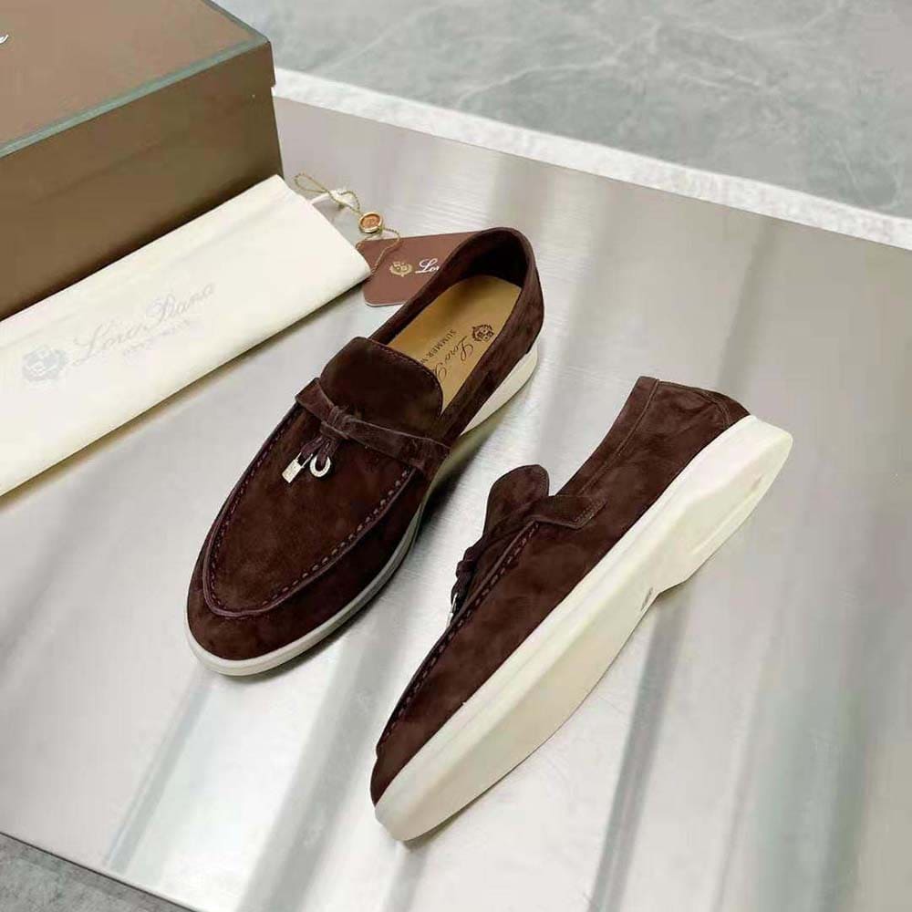 GIÀY Loro Piana Unisex Summer Charms Walk Loafers-Brown