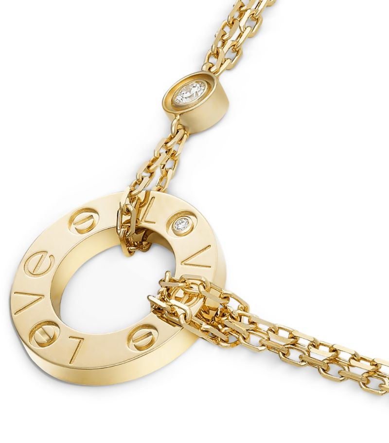 Vòng cổ CARTIER Yellow Gold and Diamond LOVE Double Chain Necklace vàng vàng 18K