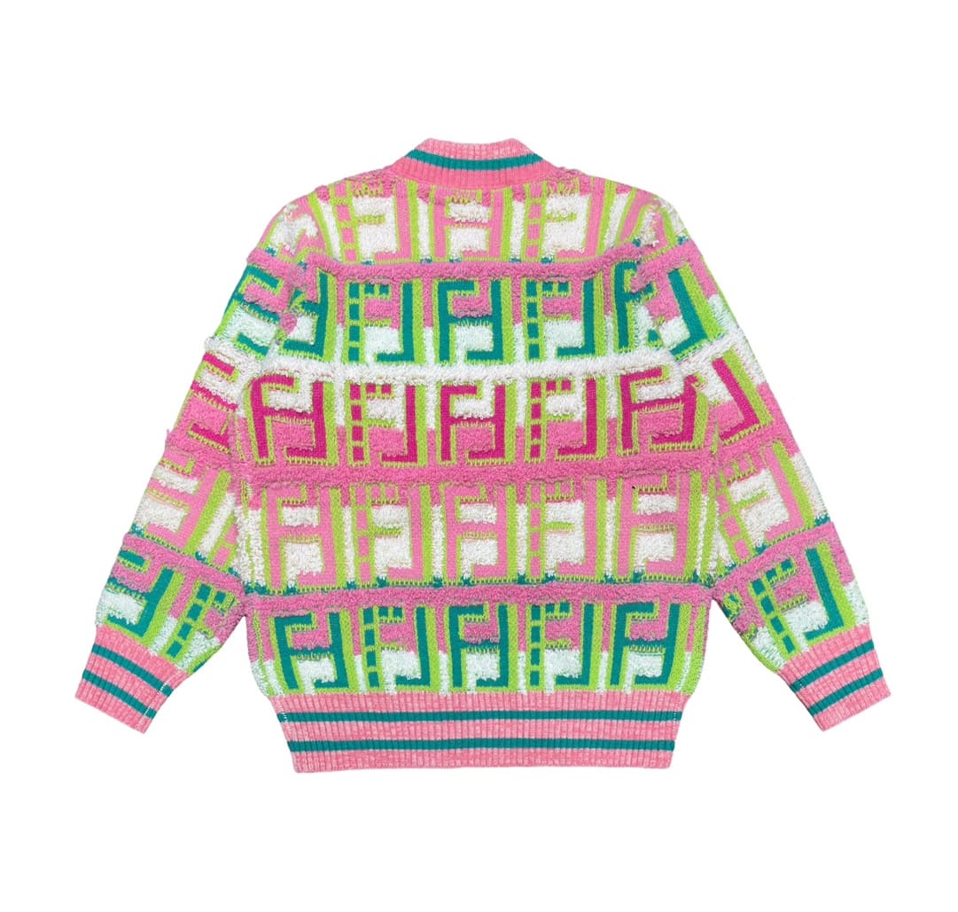 ÁO FENDI Cashmere Green and Pink Sweater