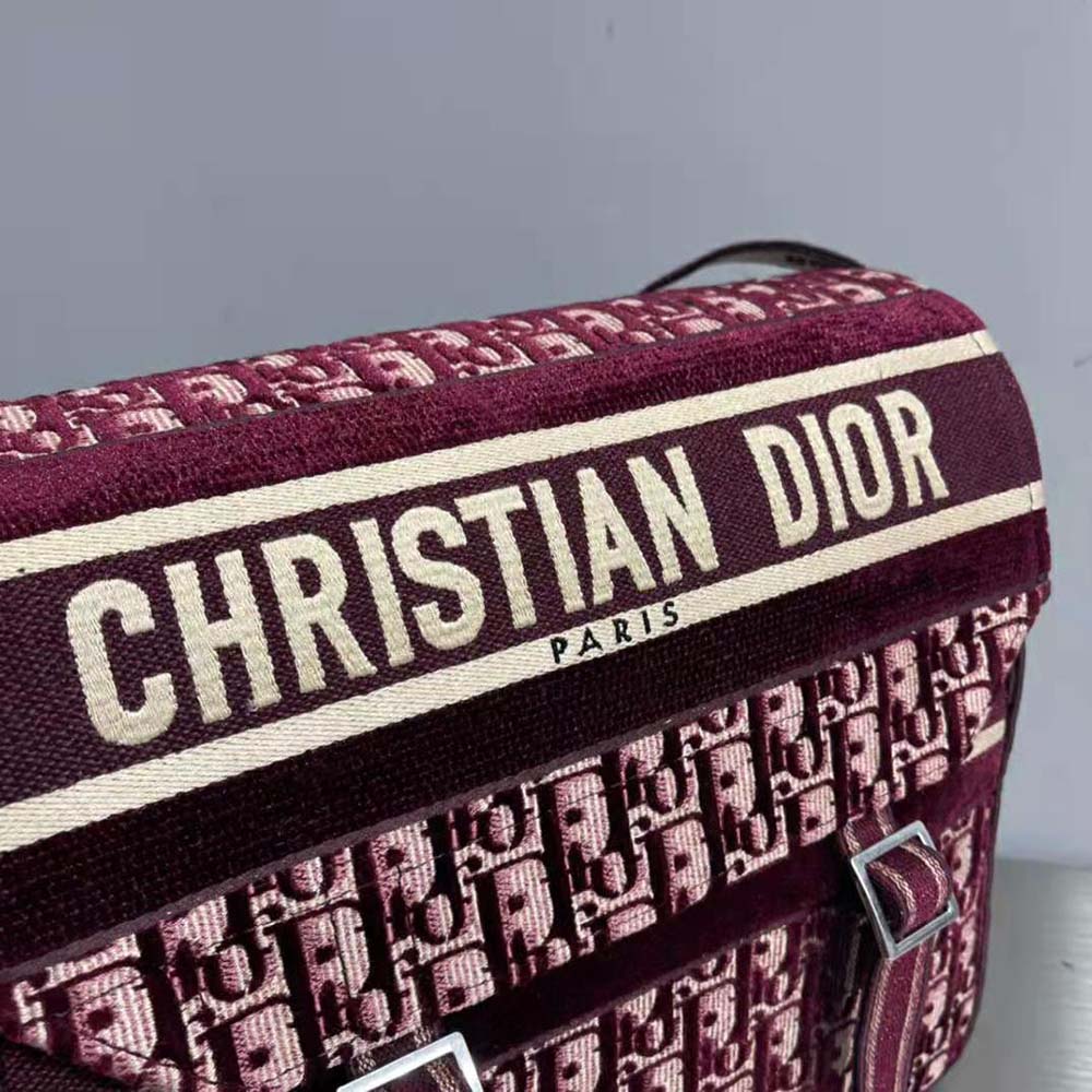TÚI DIOR Diorcamp Bag Dior Oblique Embroidery-Maroon