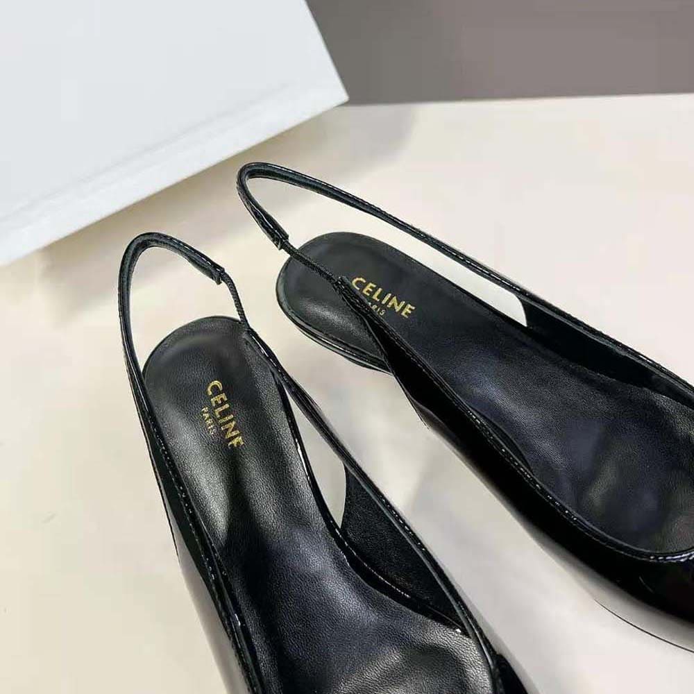 GIÀY Celine Women Alma Triomphe Slingback in Glossy Calfskin