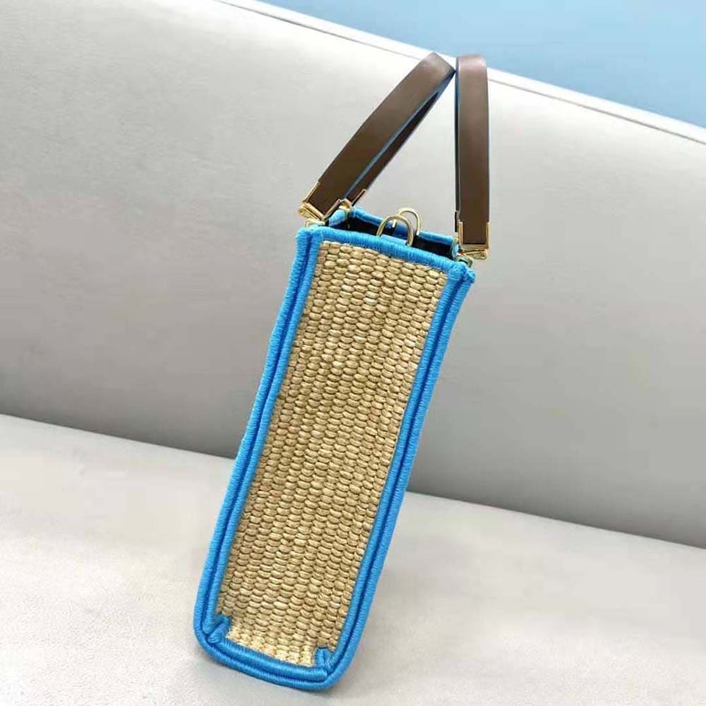 TÚI FENDI Mini Sunshine Shopper Braided Straw Mini-Bag