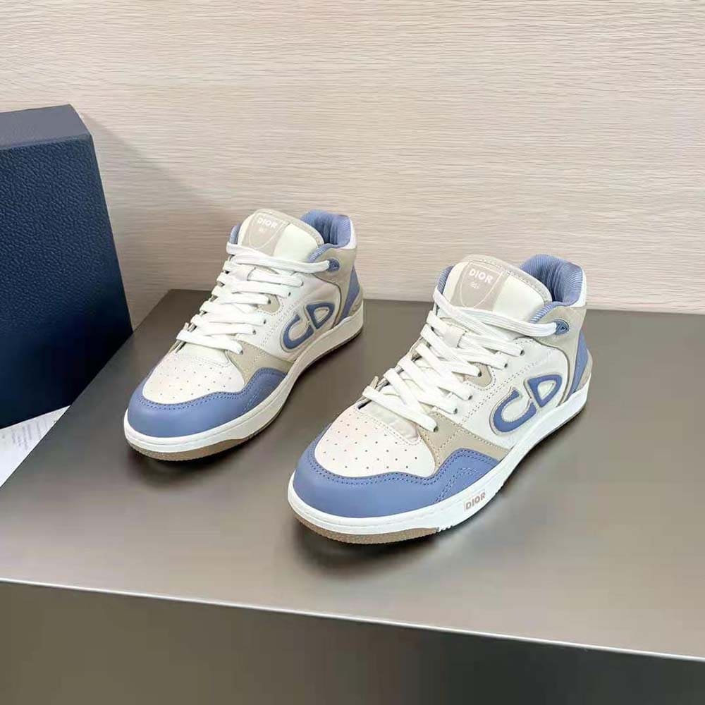GIÀY DIOR B57 Mid-Top Sneaker Blue and Cream Smooth Calfskin and Beige Suede