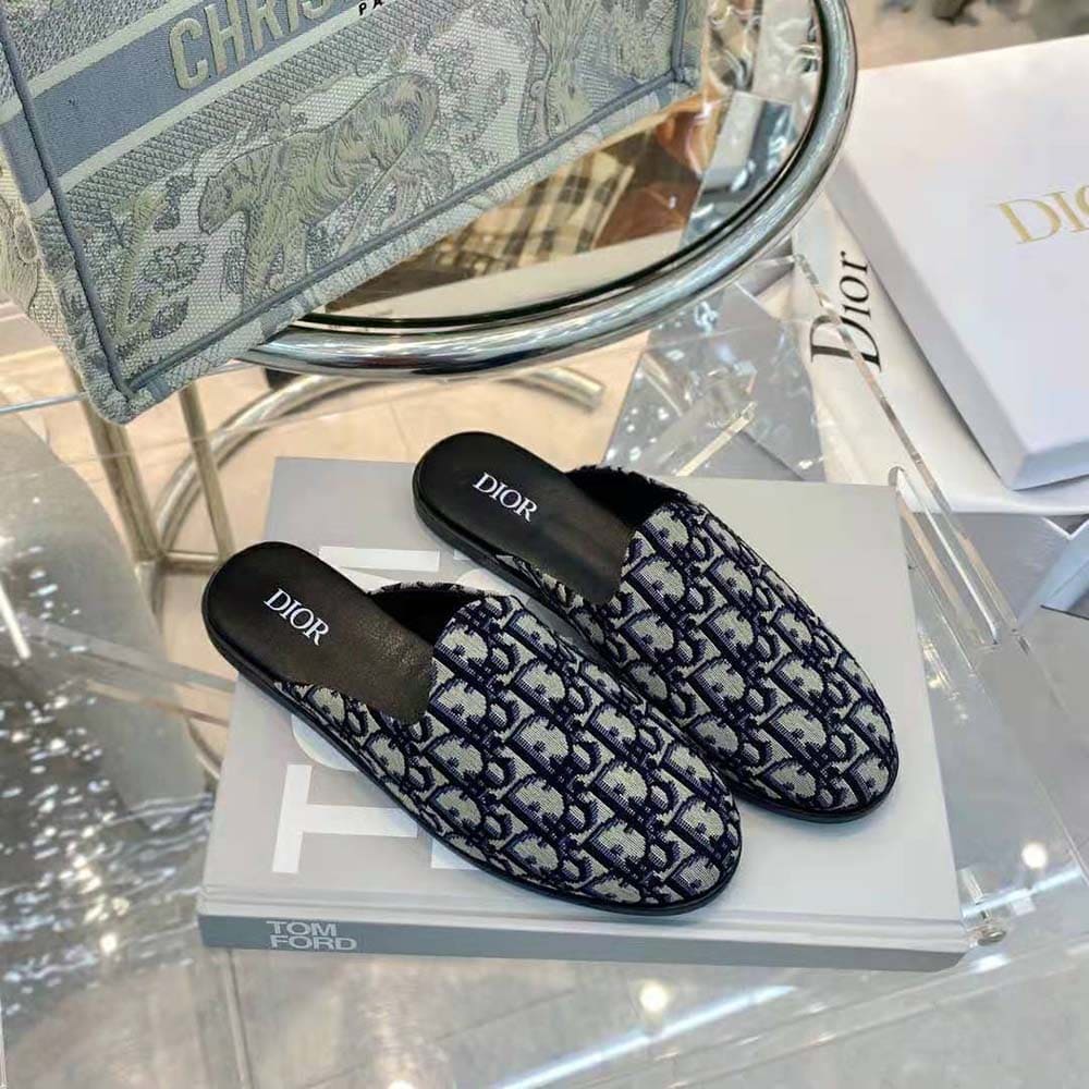 GIÀY DIOR Indior Mule Beige and Black Dior Oblique Jacquard