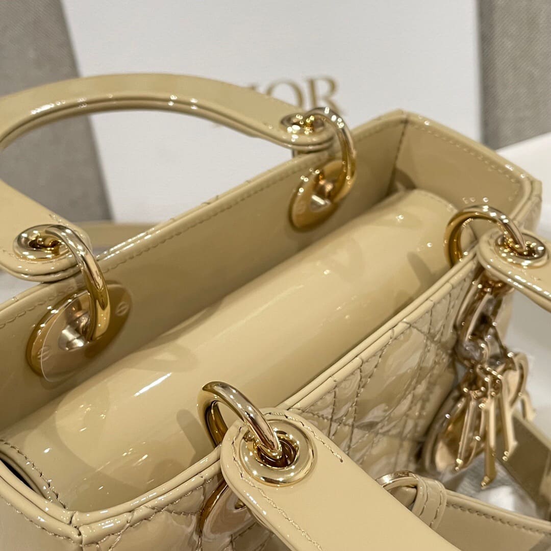TÚI CHRISTIAN DIOR LADY DIOR Cannage Calfskin Gloss Yellow