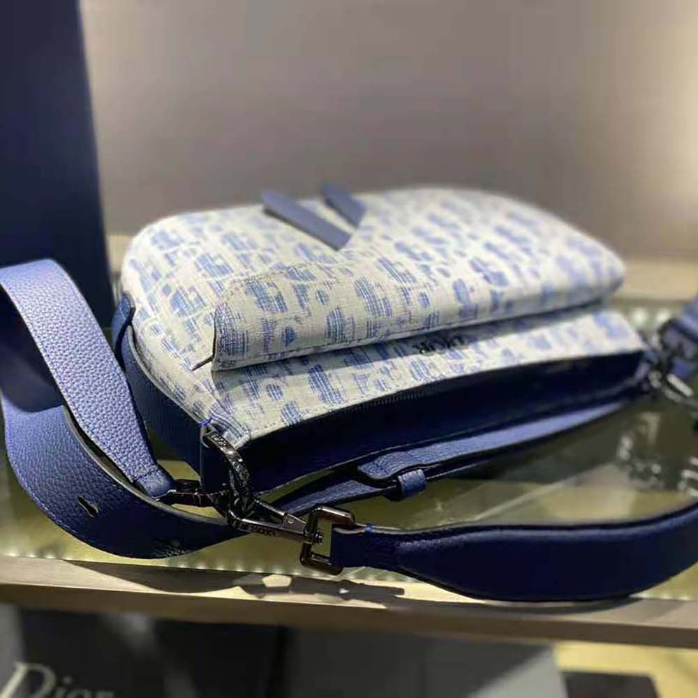 TÚI DIOR Saddle Soft Bag Blue Dior Oblique Kasuri jacquard