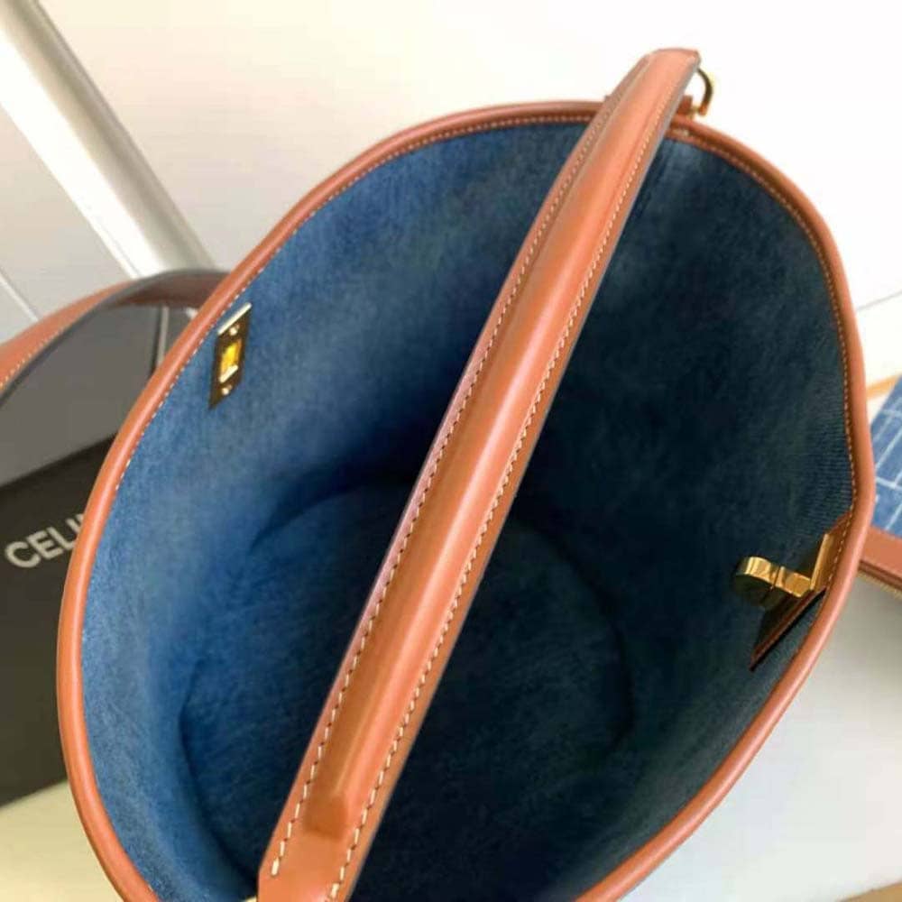 TÚI Celine Women Bucket 16 Bag in Denim with Celine All-Over Print-Navy