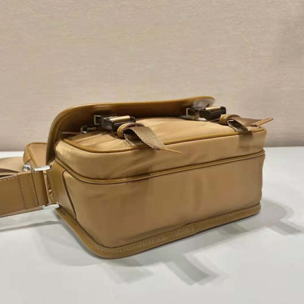 TÚI PRADA Men Re-Nylon and Saffiano Leather Shoulder Bag-Brown