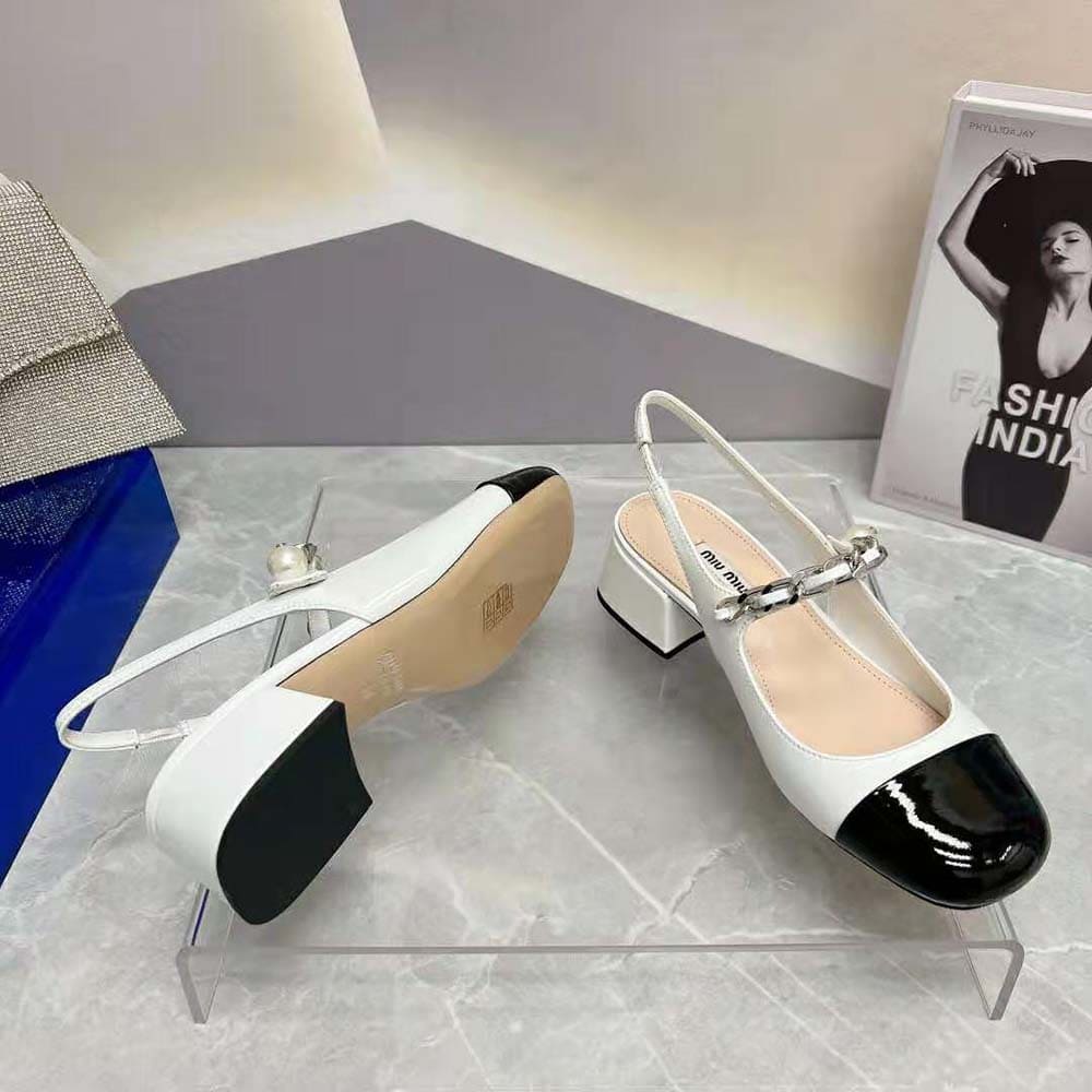GIÀY Miu Miu Women Naplak Pumps in 35 mm Heel Height-White