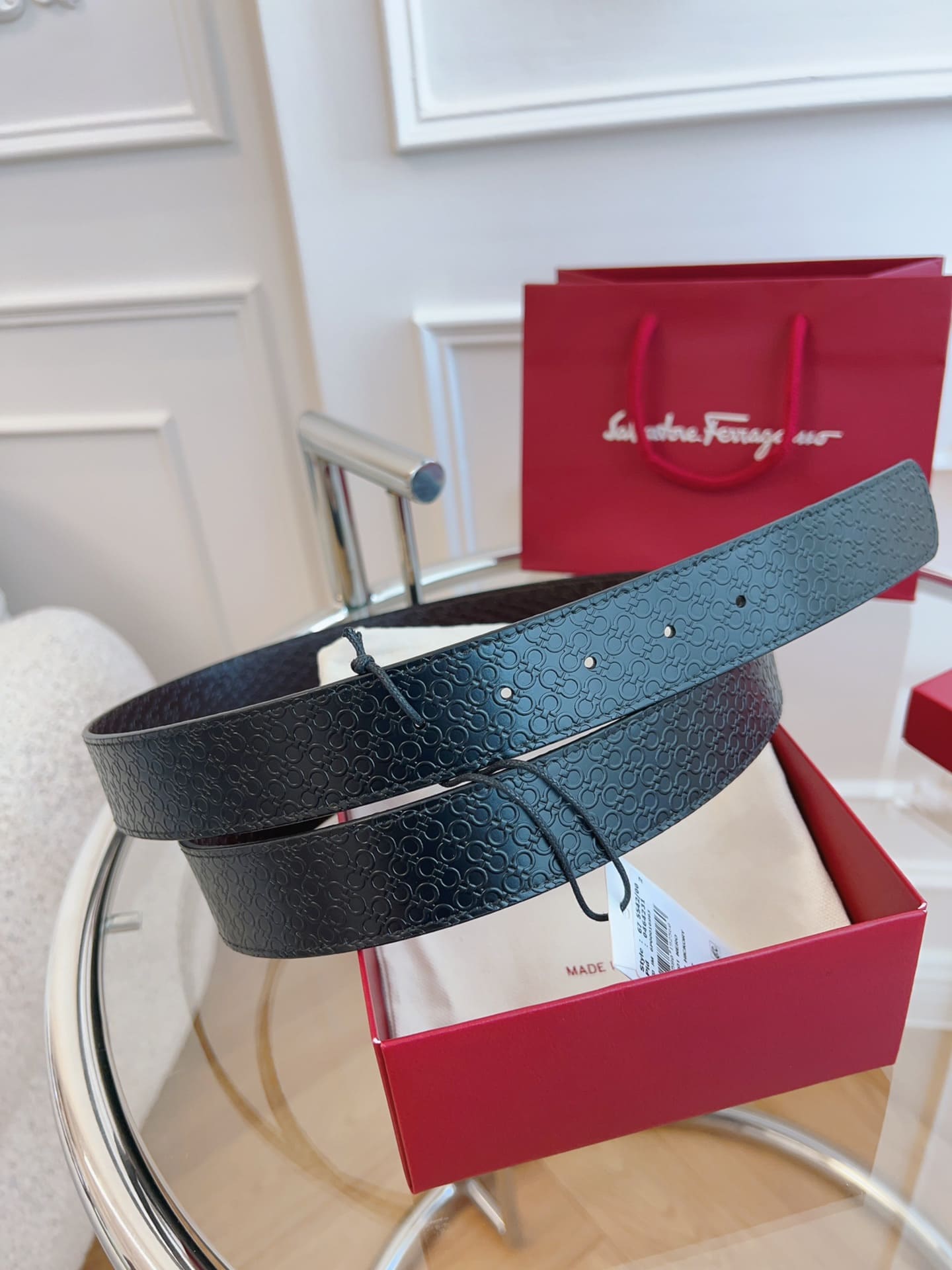 DÂY LƯNG Salvatore Ferragamo Adjustable Gancini Belt Khóa bạc