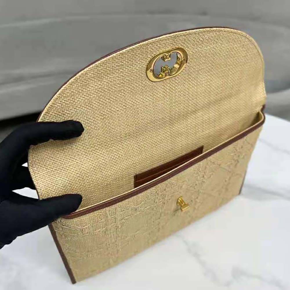 TÚI Dior Women 30 Montaigne Avenue Pouch with Flap Natural Cannage Raffia