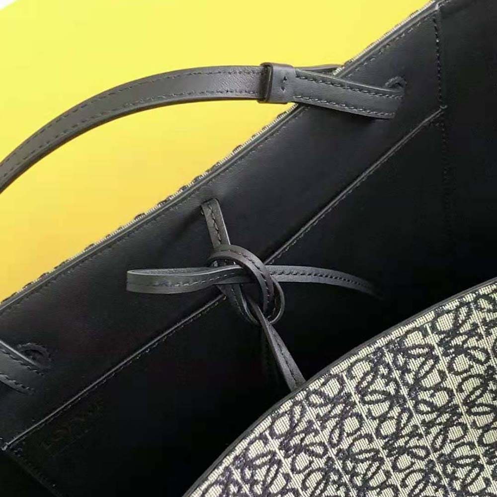 TÚI LOEWE East West bằng vải Jacquard Anagram và da bê - Đen