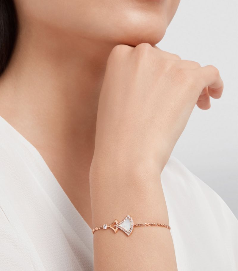 Vòng tay BVLGARI Rose Gold, Diamond and Mother-of-Pearl Divas’ Dream Bracelet vàng hồng 18K