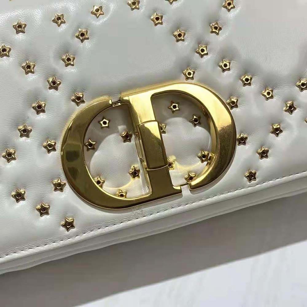 TÚI Dior Women Caro Box Bag with Chain Latte Quilted Macrocannage Calfskin Top Quality