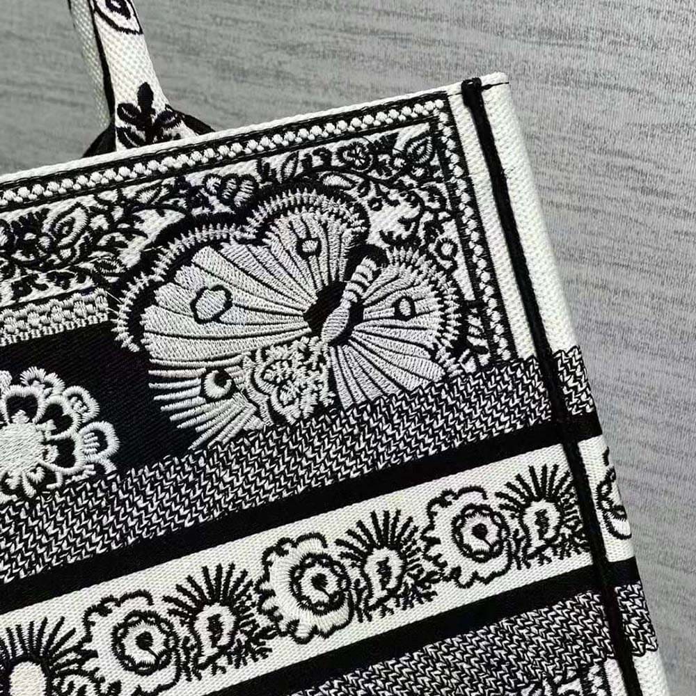 TÚI Dior Women Large Dior Book Tote Beige Multicolor Butterfly Bandana Embroidery