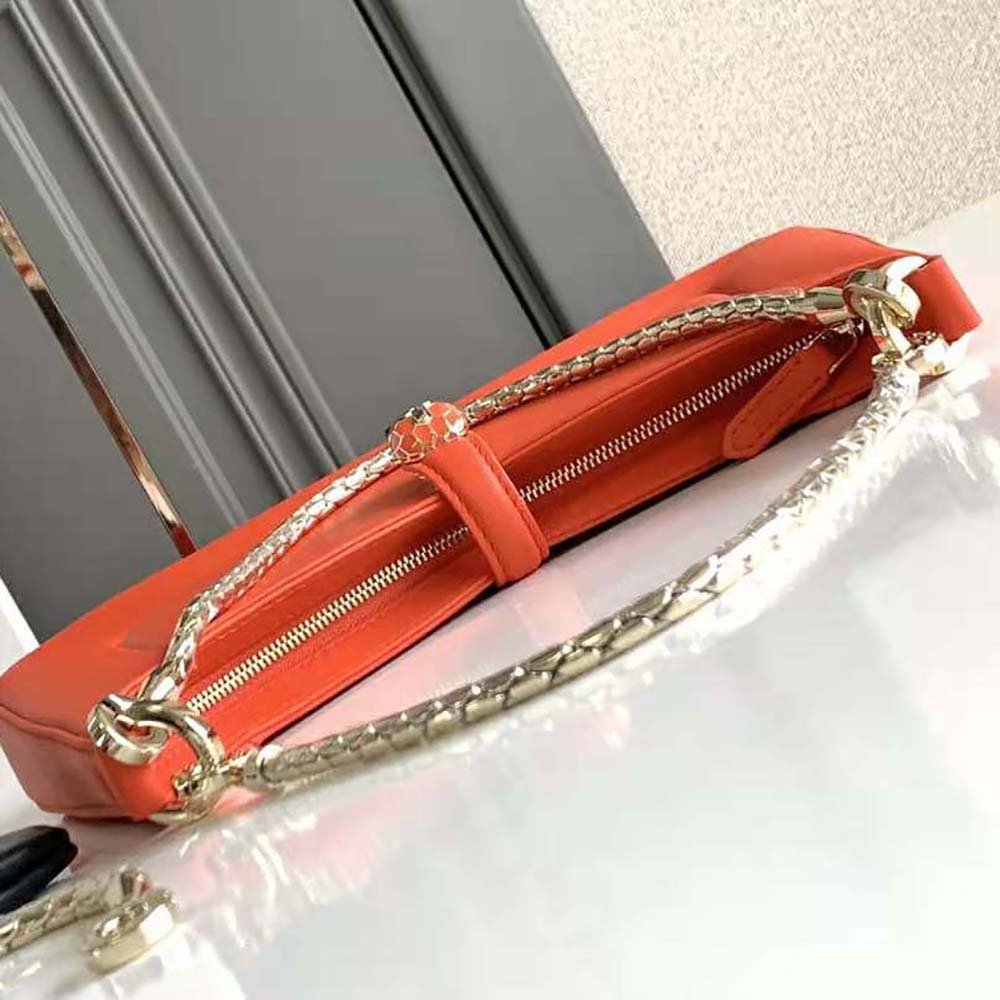 TÚI BVLGARI Women Serpenti Baia Small Shoulder Bag in Calf Leather-Orange