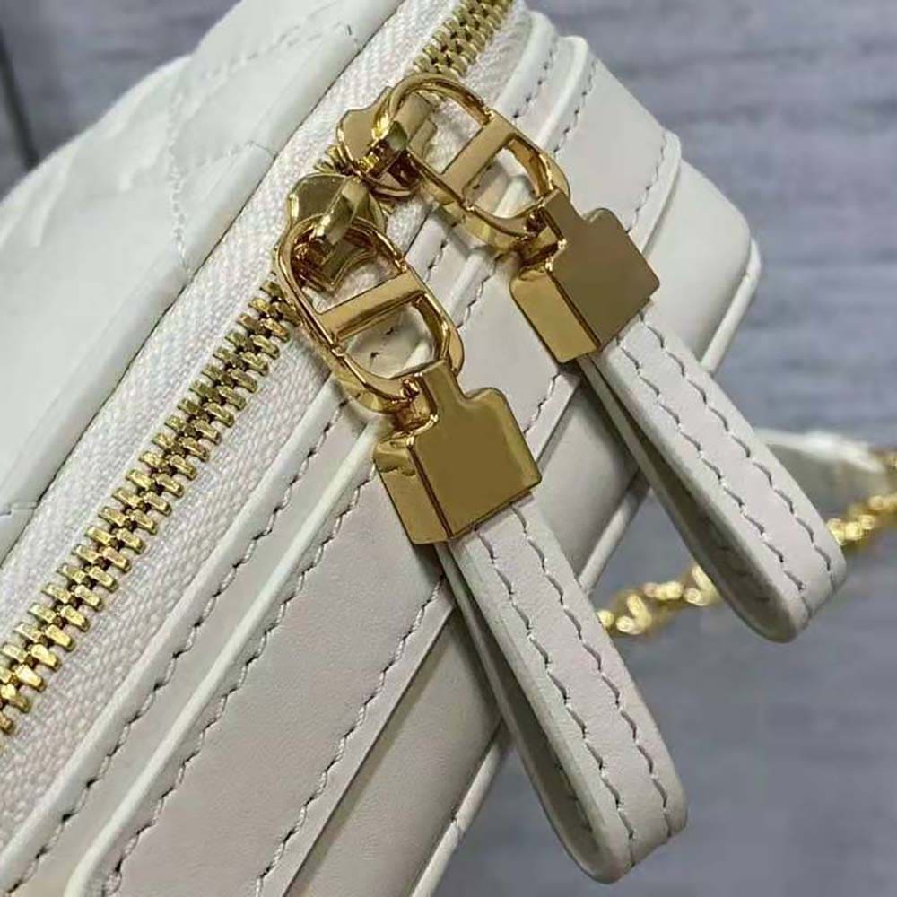 TÚI Dior Women Caro Box Bag with Chain Latte Quilted Macrocannage Calfskin Top Quality