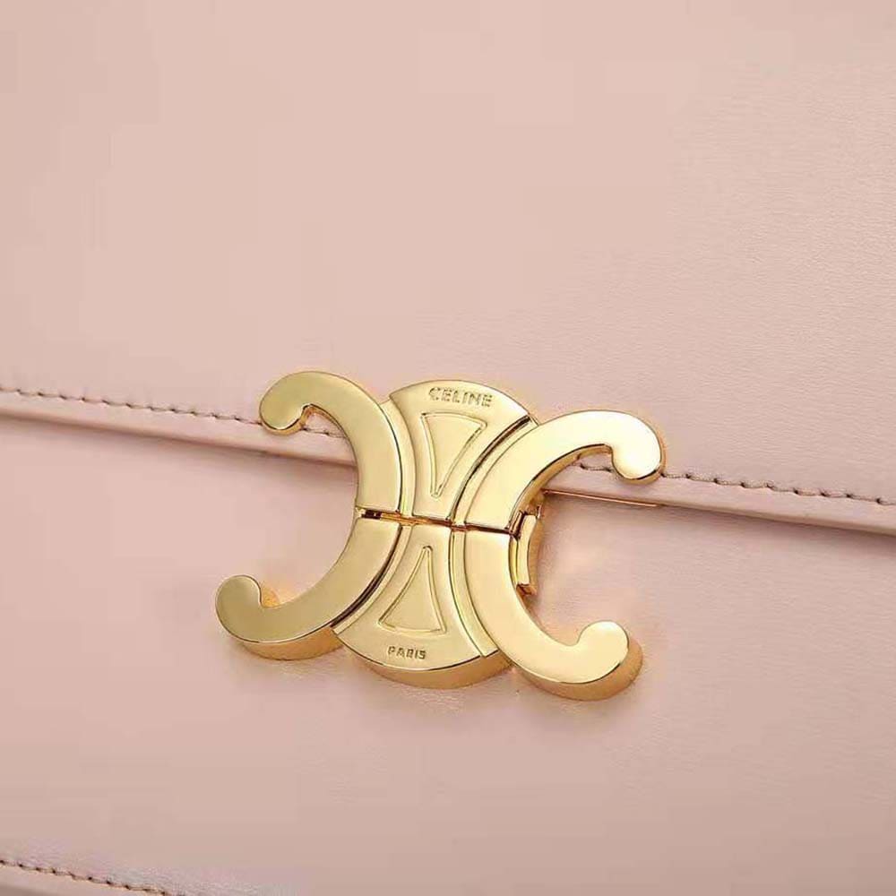 TÚI Celine Women Medium Triomphe Bag in Shiny Calfskin-White