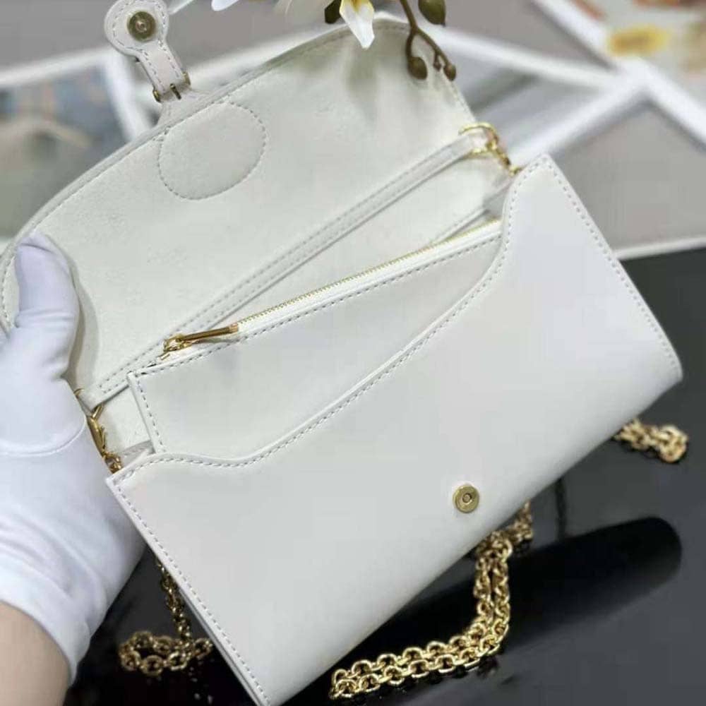 TÚI Dior Women Bobby East-west Pouch with Chain Latte Smooth Calfskin