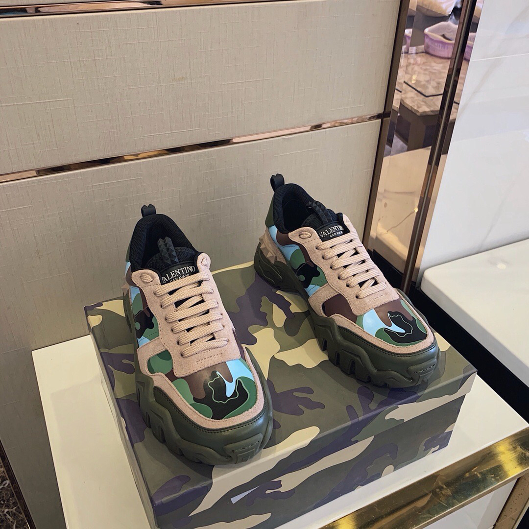 GIÀY VALENTINO CAMOULFLAGE LEATHER SNEAKER SHOES AAA