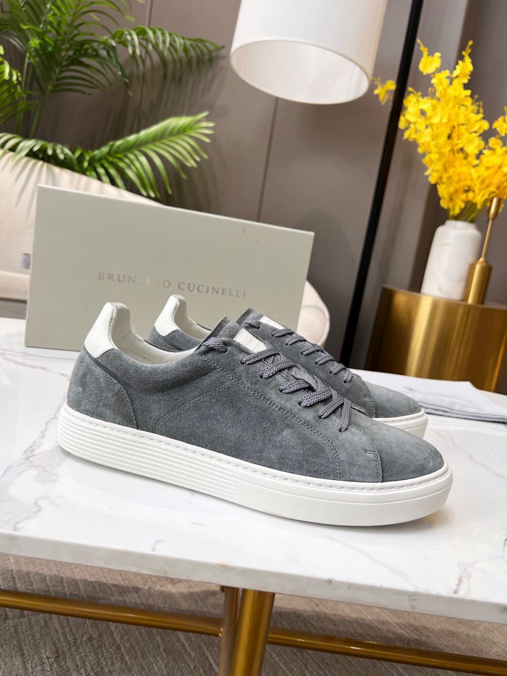 GIÀY BRUNELLO CUCINELLI Suede Grey Sneaker shoes