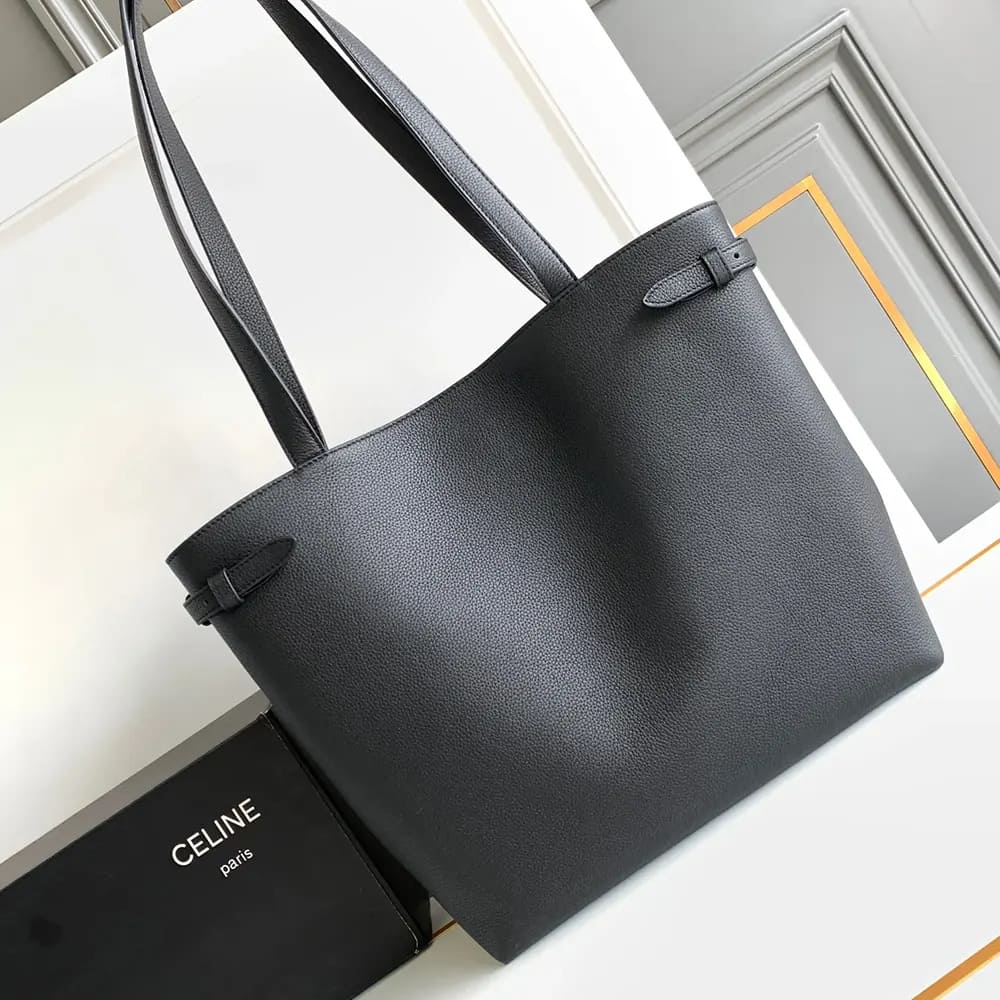 TÚI CELINE Medium Cabas Anaïs Cuir Triomphe bằng da bê hạt - đen