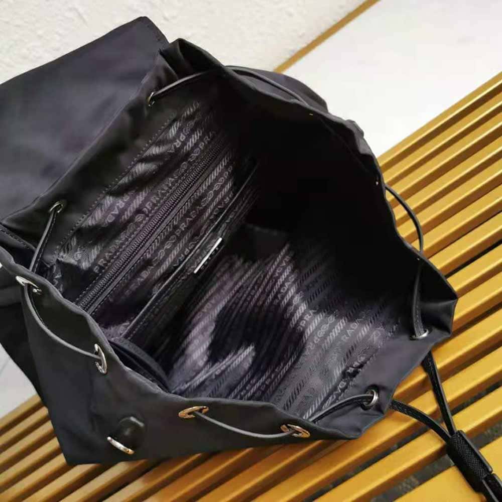 BALO Prada Women Nylon and Saffiano Leather Backpack-Black