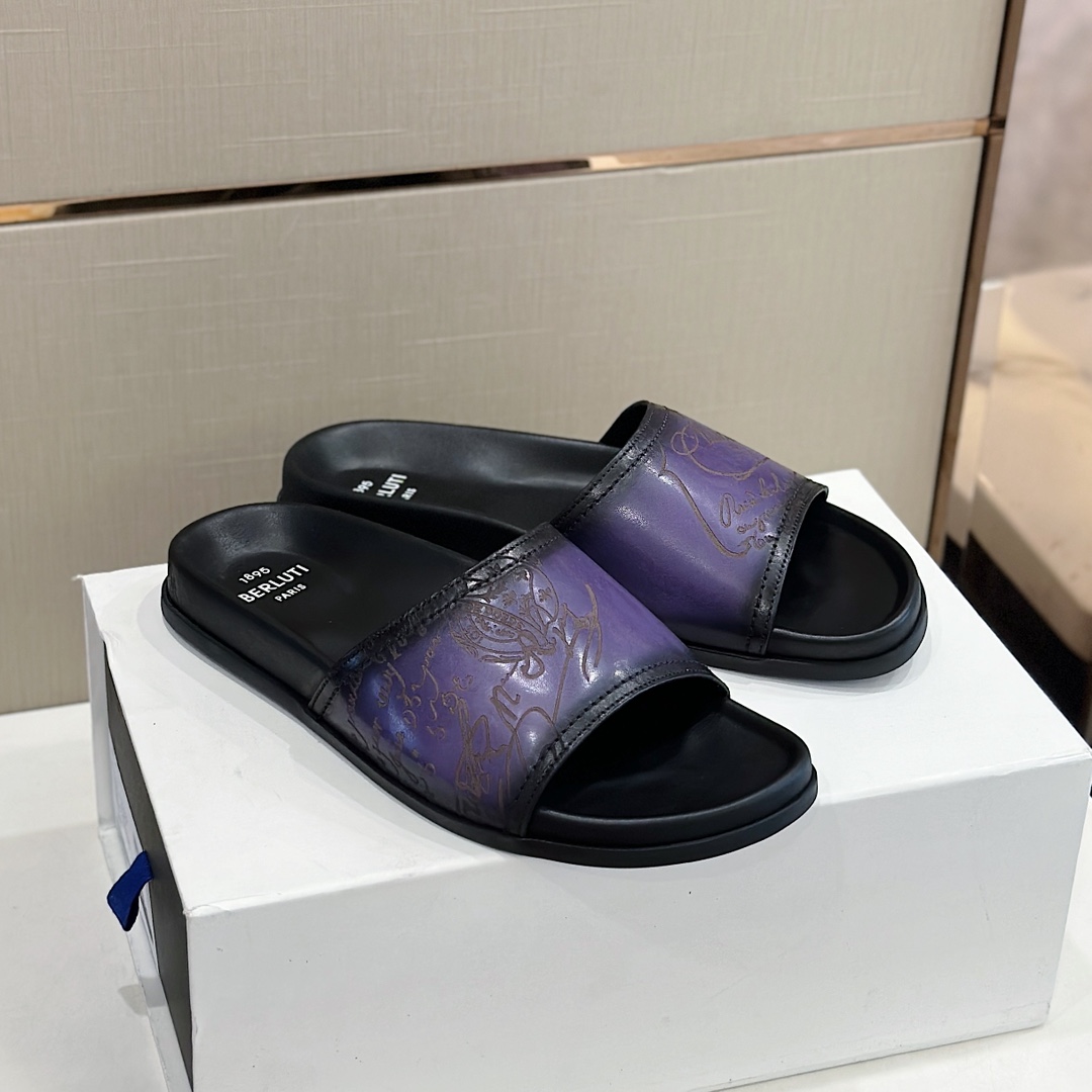 DÉP BERLUTI PATINA LEATHER SLIPPER
