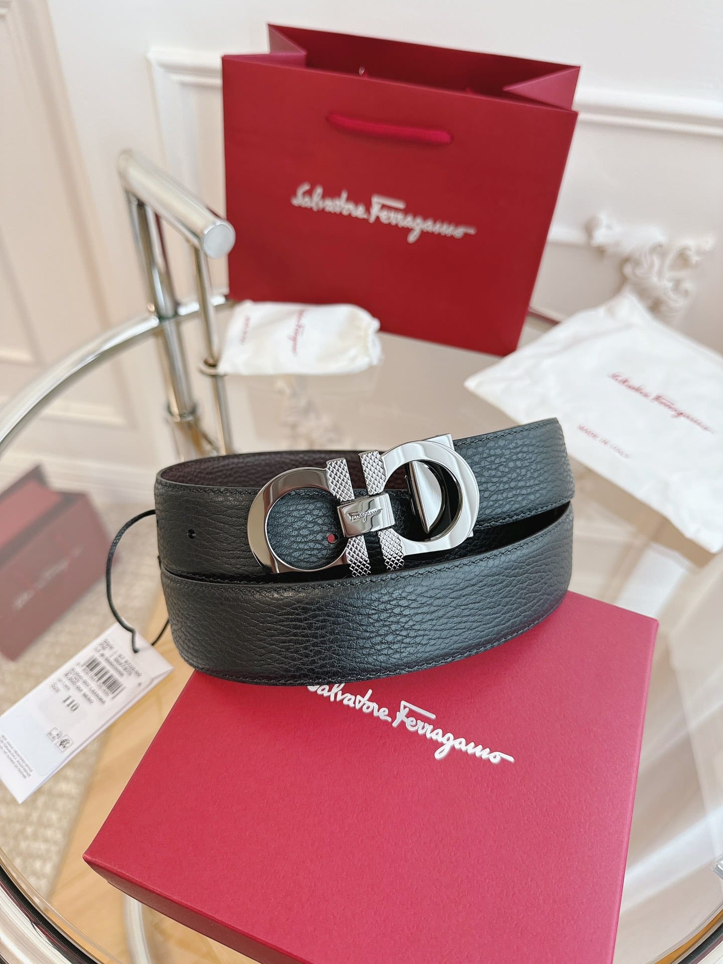 DÂY LƯNG Salvatore Ferragamo Adjustable Gancini Belt Khóa vàng
