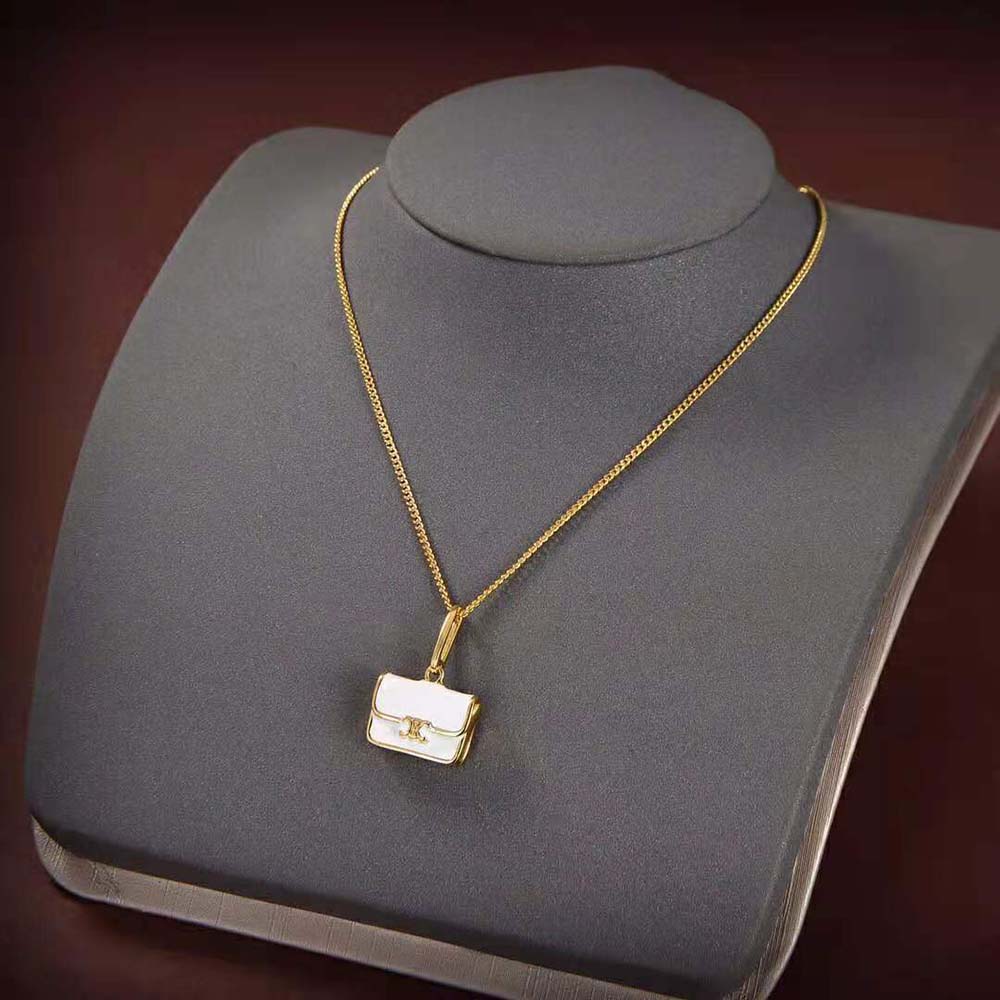 Vòng cổ Celine Women Separables Triomphe Bag Pendant in Brass with Gold Finish