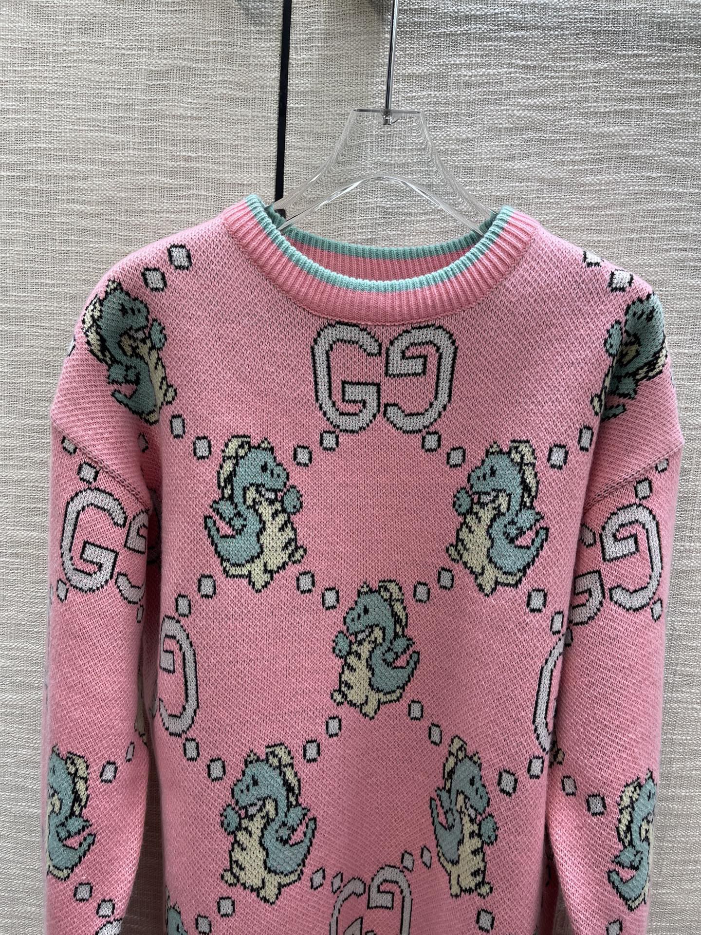 ÁO Gucci Dragon Sewing Pink Sweater