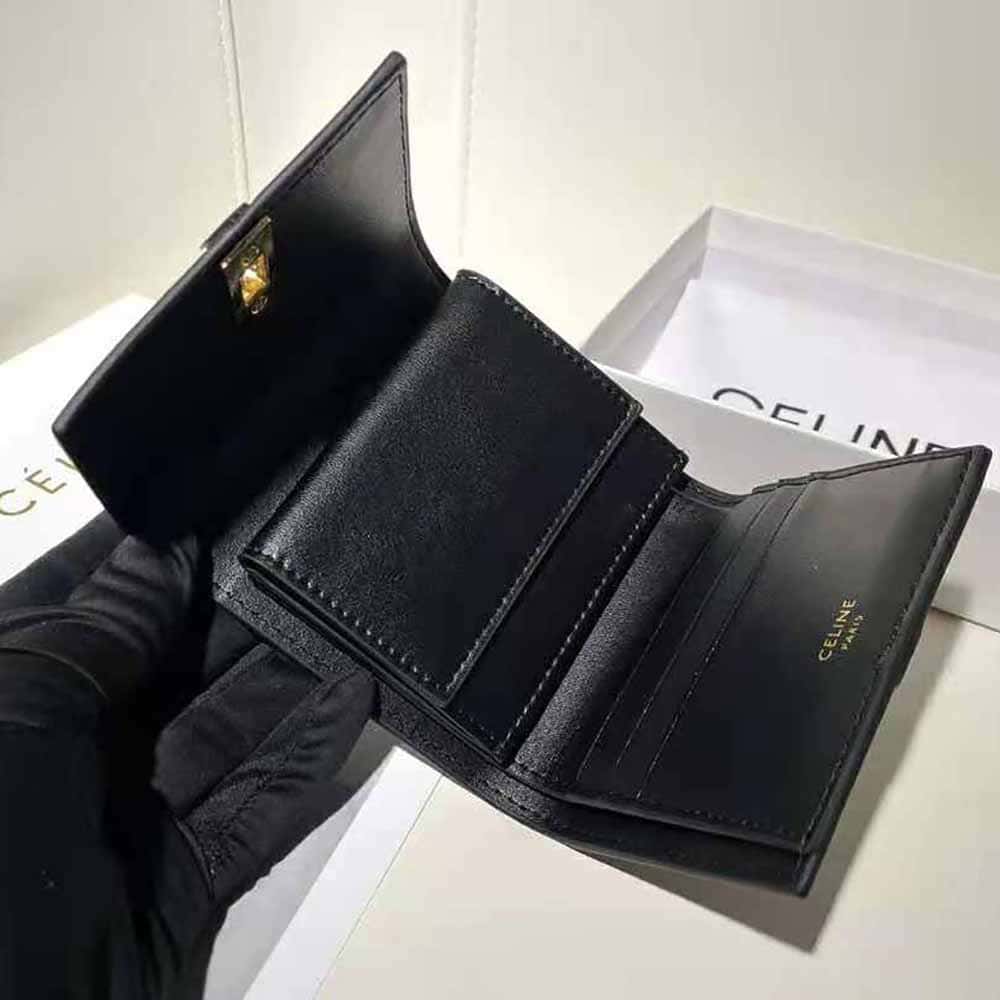 Ví Celine Women Small Wallet 16 in Shiny Calfskin-Black