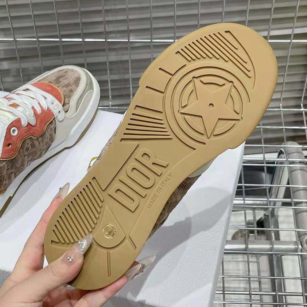 GIÀY Dior Women One Sneaker Beige Multicolor Calfskin and Suede Calfskin with Dior Oblique Motif