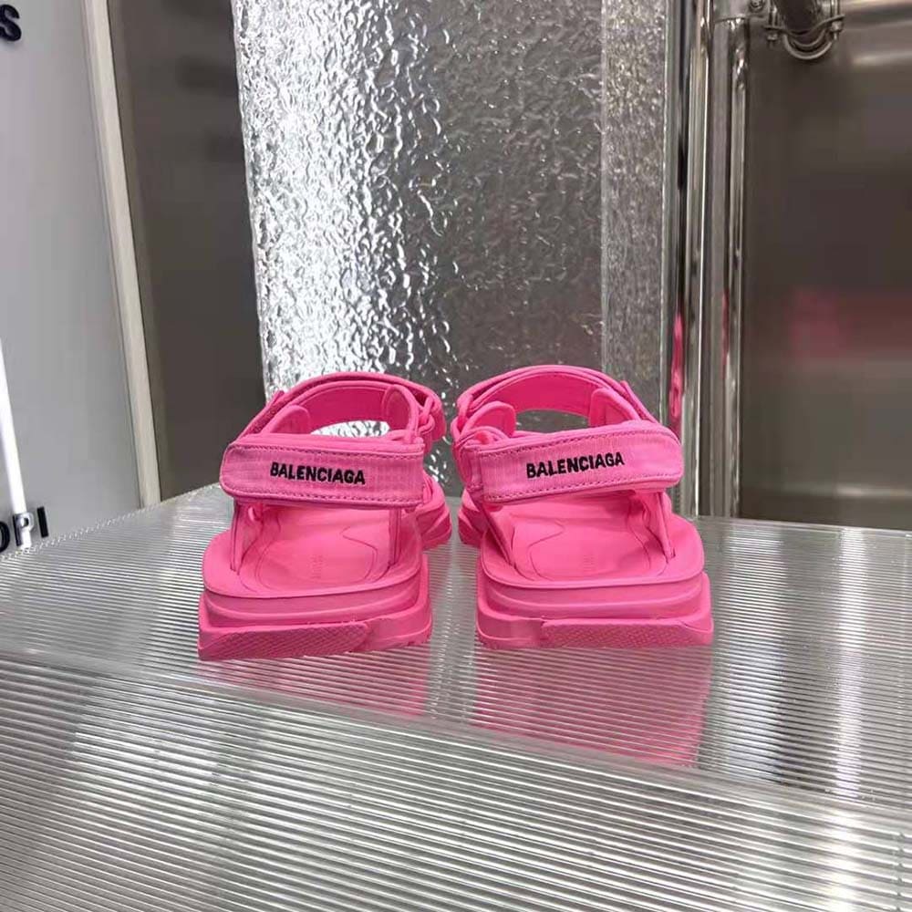 GIÀY Balenciaga Unisex Tourist Sandal in Neon Pink Technical Material