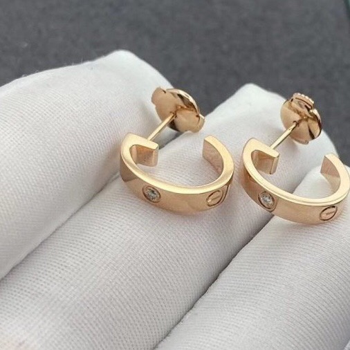 BÔNG TAI CARTIER LOVE EARRINGS DIAMOND GOLD 18K YELLOW GOLD
