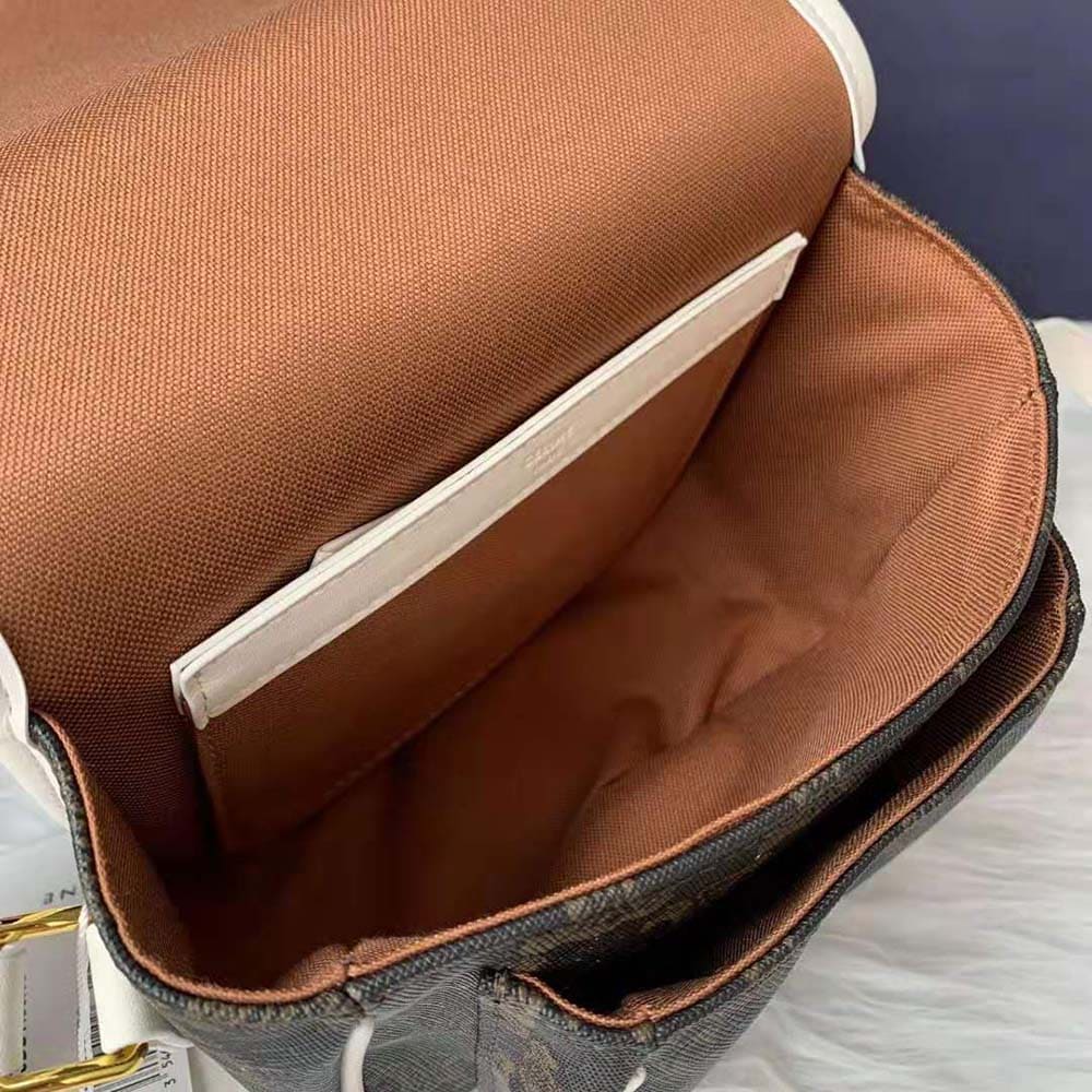 TÚI Celine Women Medium Folco Bag in Triomphe Canvas-White