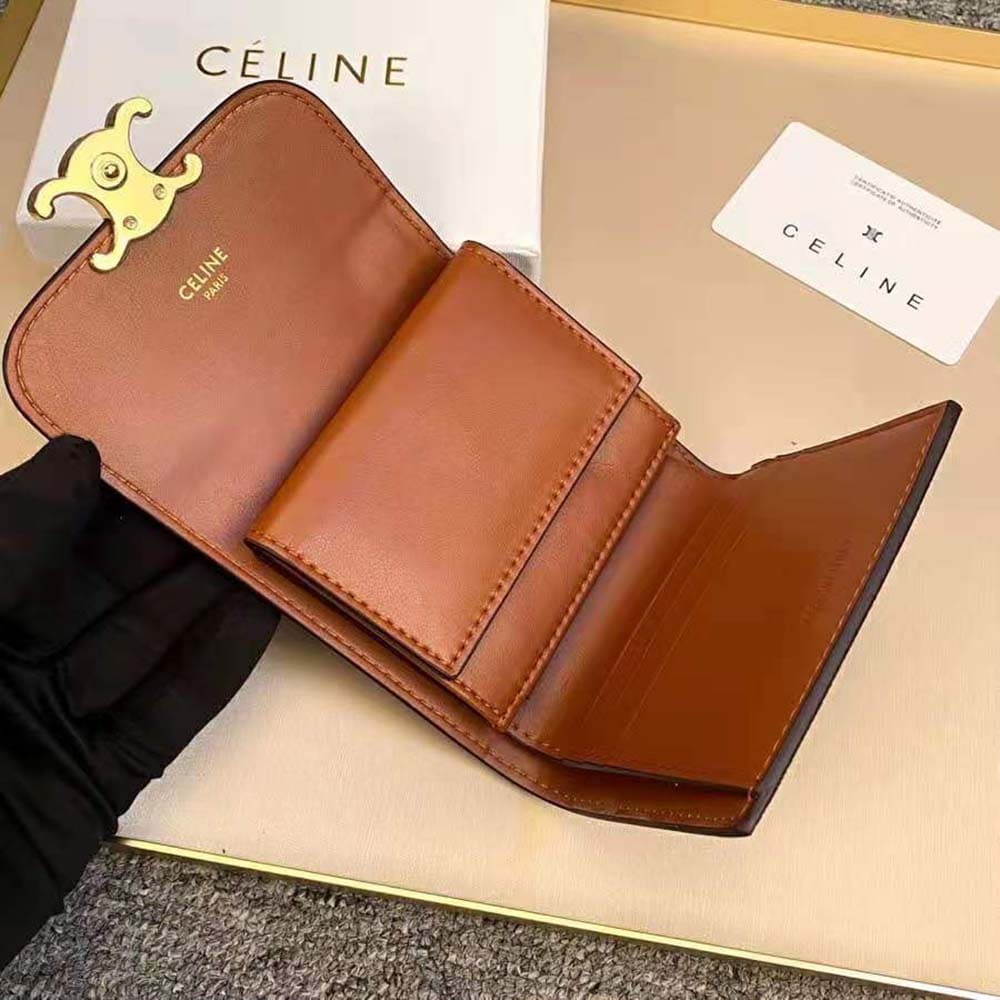 Ví Celine Women Small Trifold Wallet in Triomphe Canvas and Lam