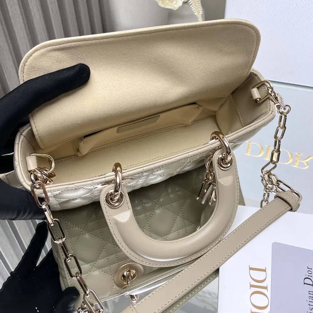TÚI Dior Women Small Lady D-Joy màu đỏ anh đào da bê Cannage