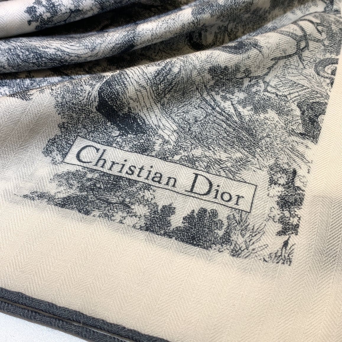 KHĂN CHRISTIAN DIOR Double-sided velvet cashmere scarf