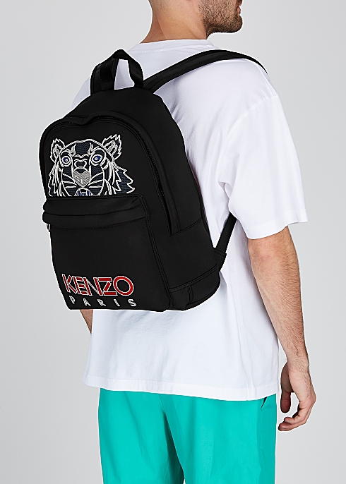 BALO KENZO  Black tiger-print neoprene backpack