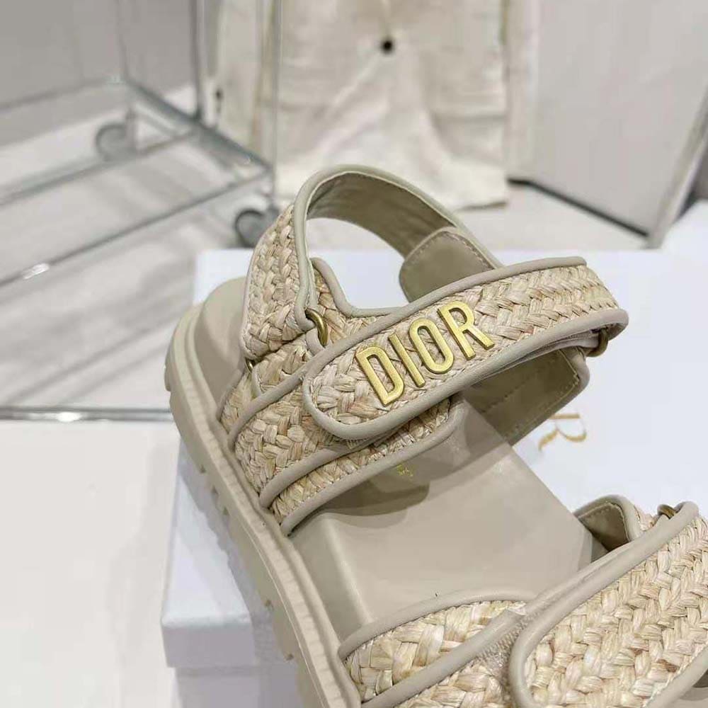 DÉP SANDALS Dior Women Dioract Sandal Jute-Colored Braided Raffia