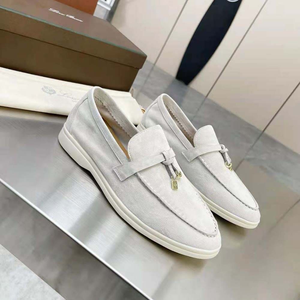 GIÀY LORO PIANA Unisex Summer Charms Walk Loafers-White TOP QUALITY SHOES AAA