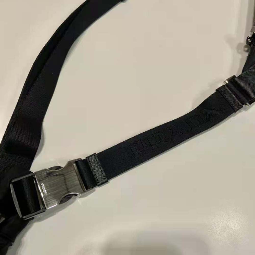 TÚI PRADA Re-Nylon and Saffiano Leather Shoulder Bag-Black