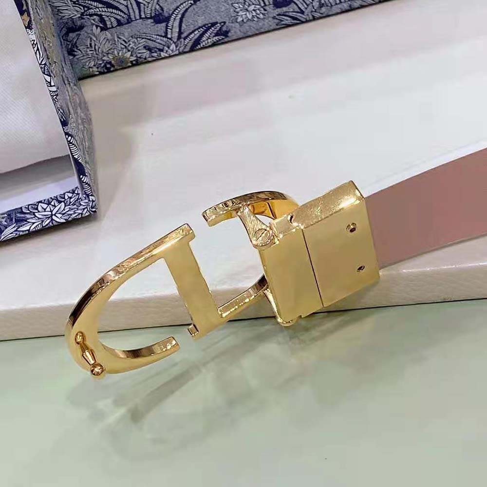DÂY LƯNG Dior Women 30 Montaigne Reversible Belt Dusty Ivory and Heritage Pink Smooth Calfskin 35 MM
