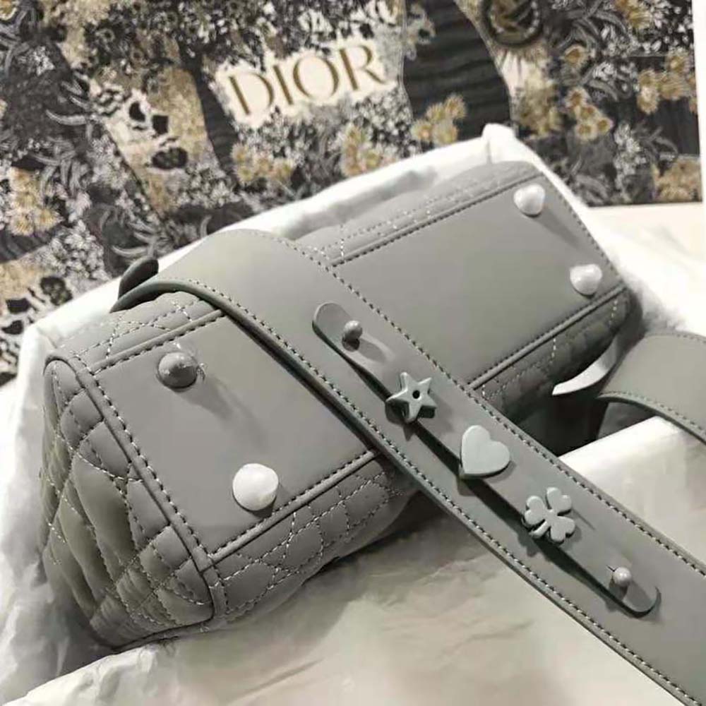 TÚI Dior Women Lady Dior my Abcdior Bag Gray Ultramatte Cannage Calfskin