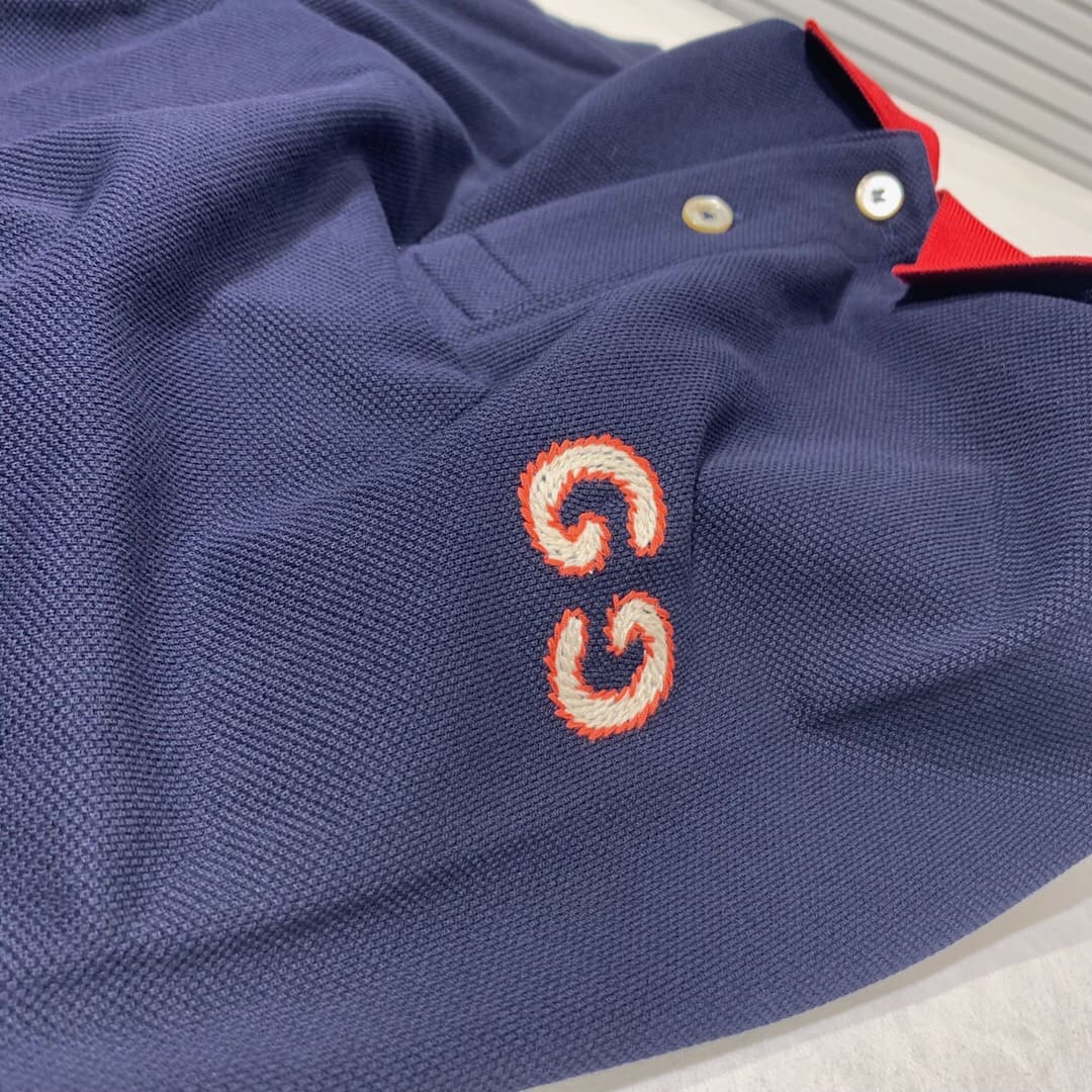 ÁO GUCCI GG POLO SHIRT MÀU XANH ĐẬM UNISEX