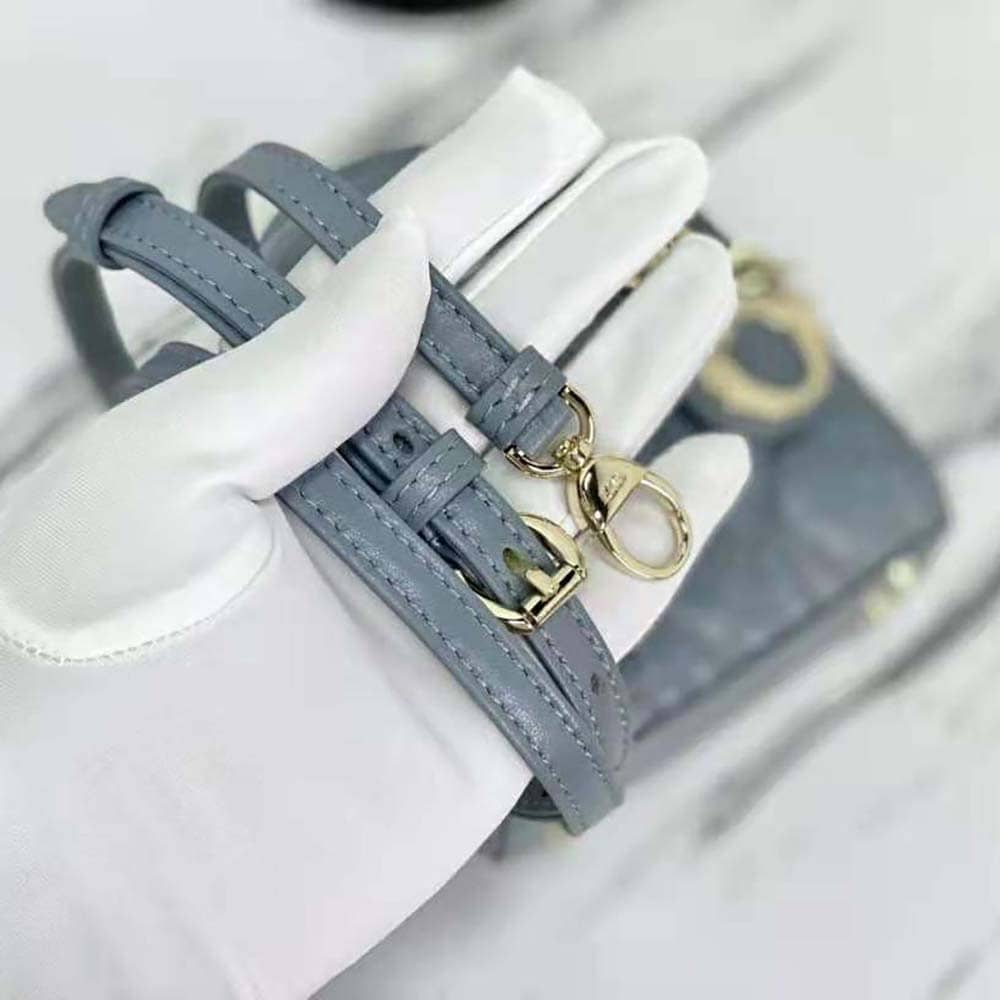 TÚI Dior Women Micro Lady Dior Bag Cloud Blue Cannage Lambskin